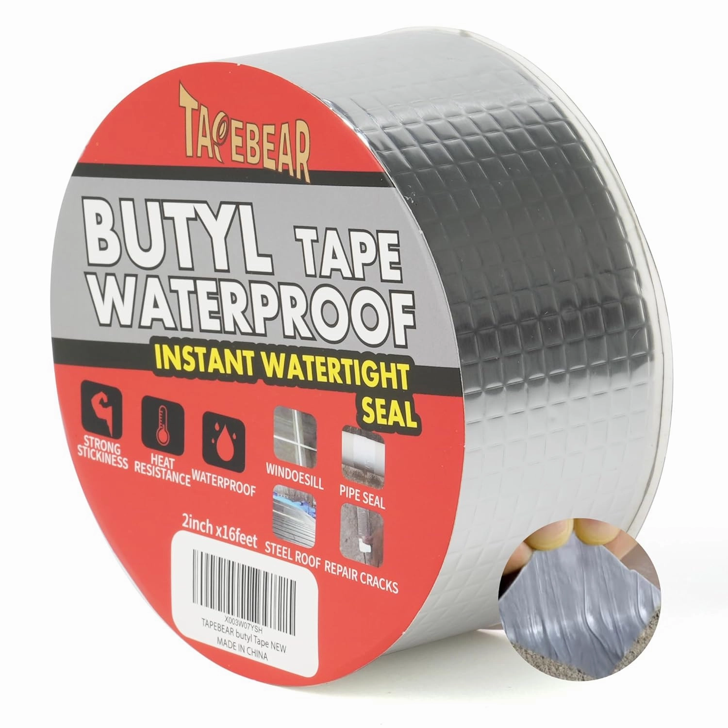 Butyl Tape Waterproof Sealing Tape 2inch x16feet, Upgraded Aluminum Foil Tape Heavy Duty for RV Repair, Awning, Window, Glass & EDPM Roof Leak Patching, Boat and Pipe Sealing, Silver
