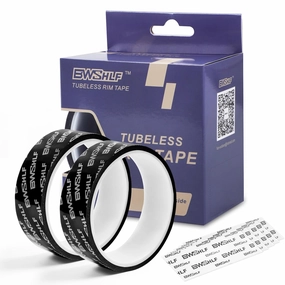 BWSHLF Tubeless Rim Tape 2 Rolls, 23mm x 10m, 19, 21, 25, 27, 29 and 31mm Options, Bike Rim Tape Strong Adhesion with 12pcs Seal Patches for Mountain and Road Bikes