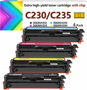C230 C235 Toner Cartridge (with Chip) for Xerox Replacement 006R04391 006R04392 006R04393 006R04394,4500-5500 Pages High-Yield Toner Compatible with Xerox C235DNI/C230DNI Color Printer (4 Pack)