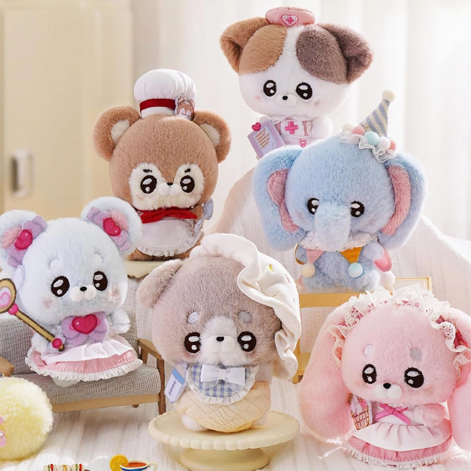 CALEMBOU Anime Plush Doll, 5.5'' Handspupu Series Kawaii Animals Plush Figure, Cute Stuffed Doll Collectible Plush Toys Christmas Birthaday Gifts for Girl (Puppy)