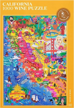 California Wine Puzzle, 1000 Piece Puzzle for Adults - Hand-Drawn Jigsaw Puzzle Featuring California Wines & Geography
