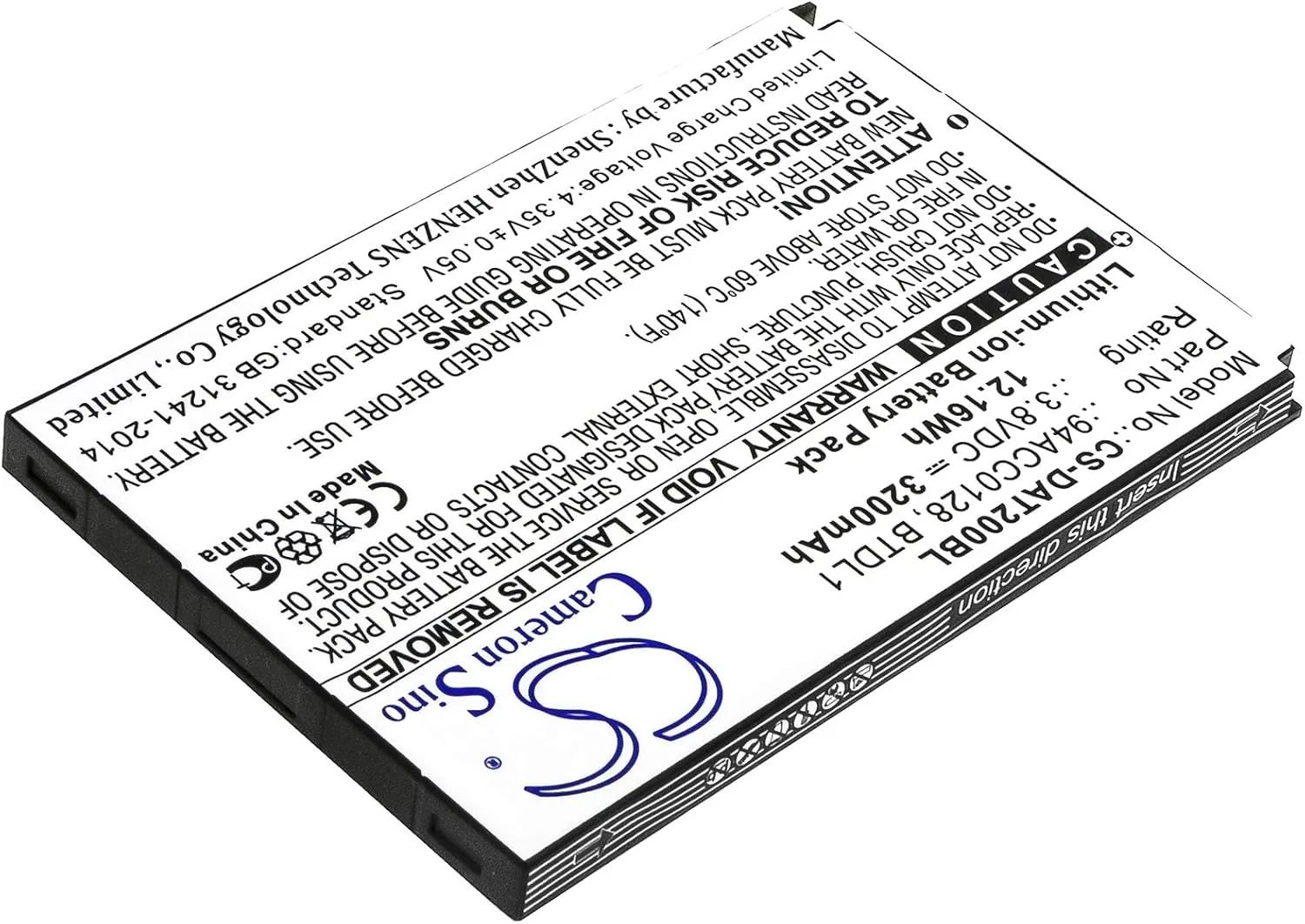 Cameron Sino Replacement for Dat'alogic Axist DL-Axist Battery 3200mAh/3.8V