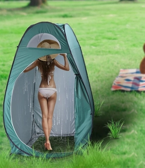 Camping Shower Tent, Portable Outdoor Pop-up Toilet Dressing Fitting Room Privacy Shelter Tent Army Green (3.94 x 3.94 x 6.23)'