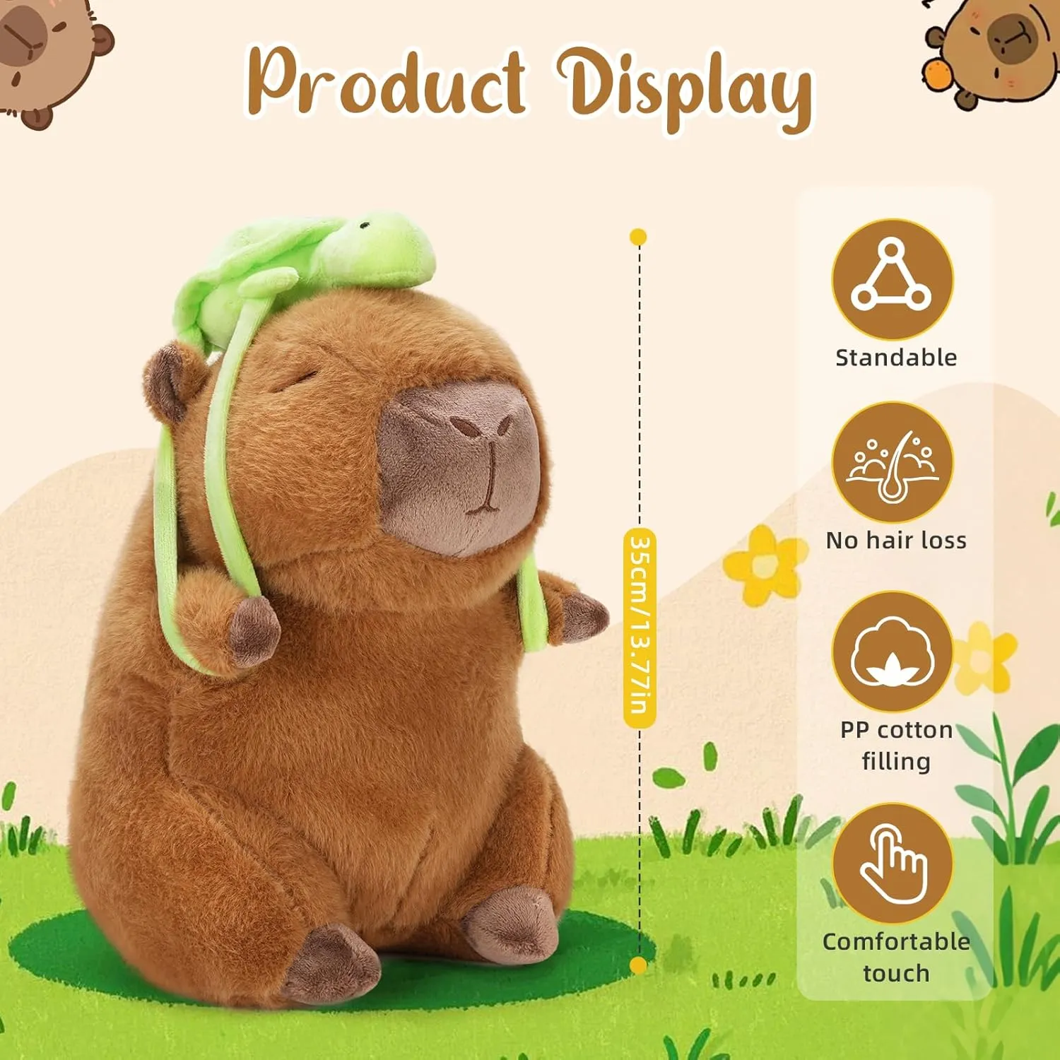 Capybara Plush Toy - Ultra Soft Stuffed Animal, Cute Realistic Design, Safe & Huggable for Kids, Adults, Pet Lovers (13.8"/35cm)