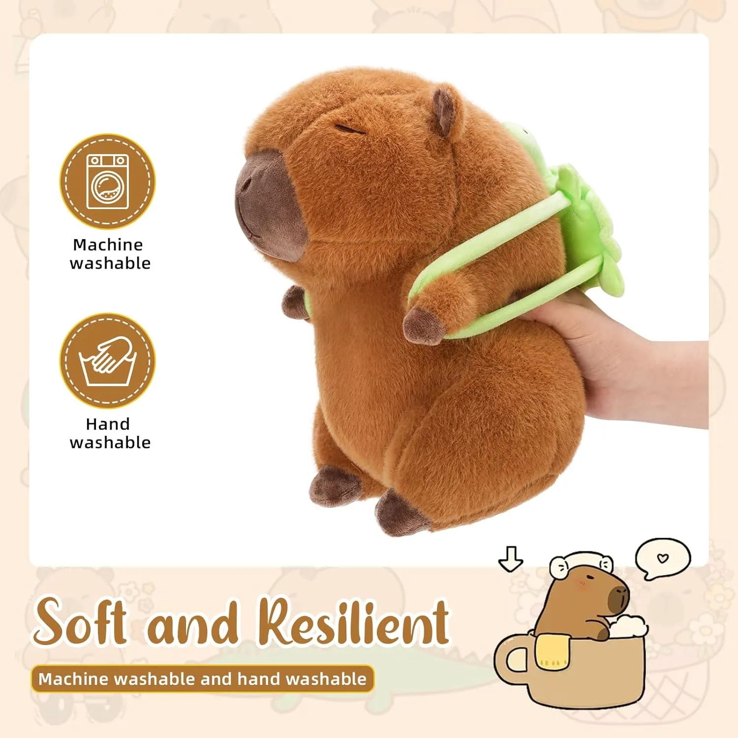 Capybara Plush Toy - Ultra Soft Stuffed Animal, Cute Realistic Design, Safe & Huggable for Kids, Adults, Pet Lovers (13.8"/35cm)