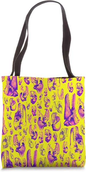 Carnivore Abstract Wild Animal Vintage Skull Pattern Pink Tote Bag