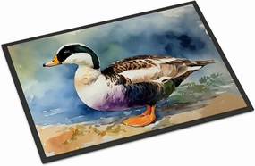 Caroline's Treasures DAC3204MAT Common Eider Duck Doormat Front Door Mat Indoor Outdoor Rugs for Entryway, Non Slip Washable Low Pile, 18H X 27W