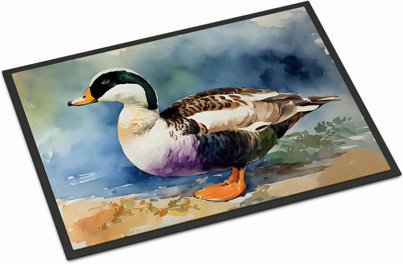 Caroline's Treasures DAC3204MAT Common Eider Duck Doormat Front Door Mat Indoor Outdoor Rugs for Entryway, Non Slip Washable Low Pile, 18H X 27W