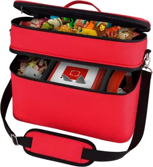 Carrying Storage Travel Bag for Toniebox/Storypods Accessories, for Tonie Figures, Charging Station & Headphone, Case Only (Large, Red)