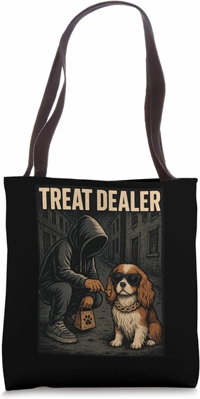 Cavalier King Charles Spaniel Treat Dealer Parody Humor Dog Tote Bag