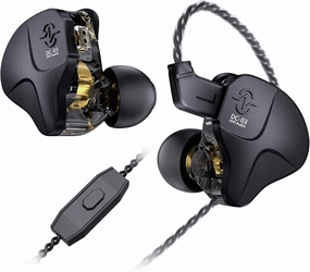CCZ DC03 IEMs for Gaming with Mic, 1DD HiFi Headphones in Ear Monitor for Singers Musician, Deep Bass Sound Noise Cancelling Wired Gaming Earbuds, IEM Earphones with Detachable Cable (Black, with Mic)