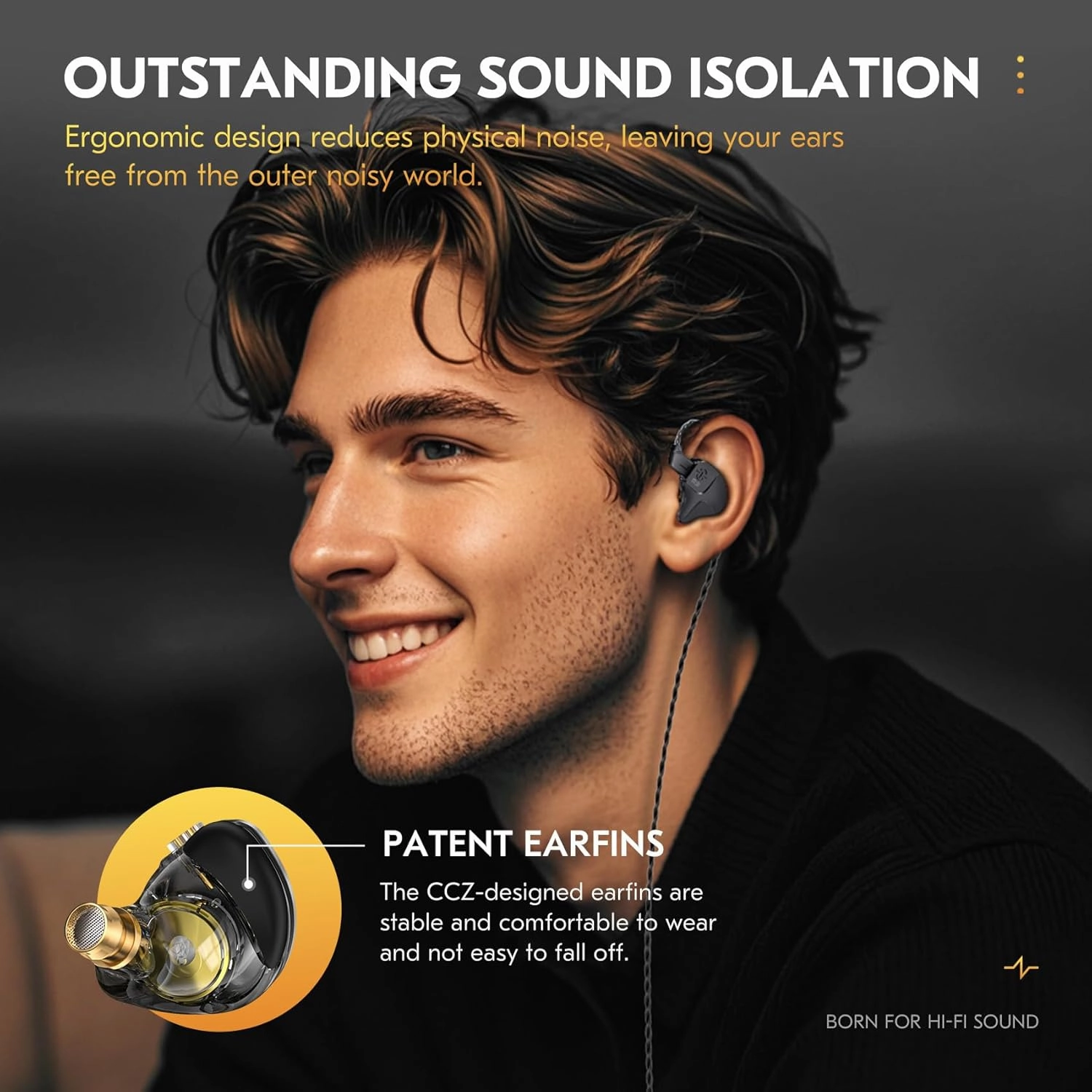 CCZ DC03 in Ear Monitor Headphones, IEM Earphones Wired Earbuds without Microphone, Noise Cancelling inear Headphones Wired, 1DD Powerful Bass HiFi Ear Buds, IEM for Gaming Music (Silver, without Mic)