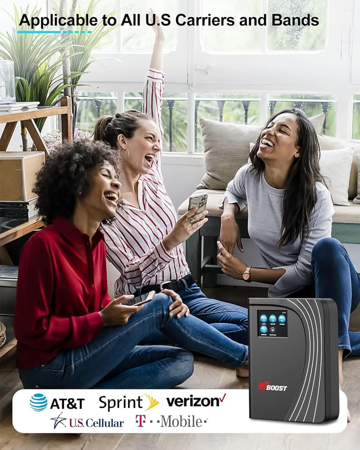 Cell Phone Booster, 4G LTE 5G Cell Phone Booster with LCD Touch Screen Cover 4,500 Sq Ft for Home Office All U.S. Carriers Verizon, AT&T, T-Mobile 65dB High Gain Support All Band | FCC Approved