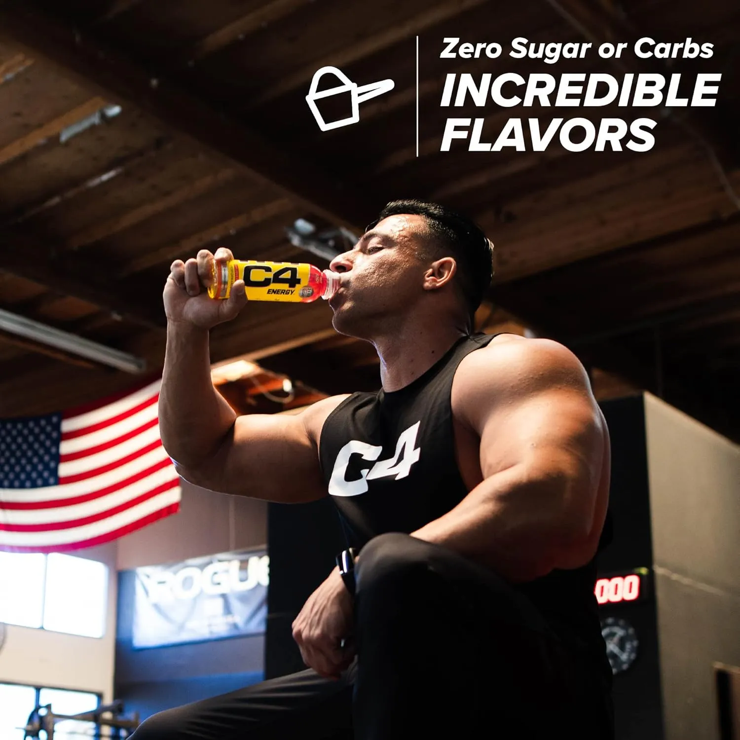 Cellucor C4 Energy Non-Carbonated Zero Sugar Energy Drink, Pre Workout Drink   Beta Alanine - Fruit Punch - 12 FL OZ (355 ml) - Pack of 12