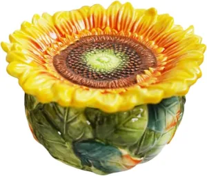 Ceramic Jewelry Box, Yellow Sunflower Necklace Bracelet Trinket Box Jewelry Holder