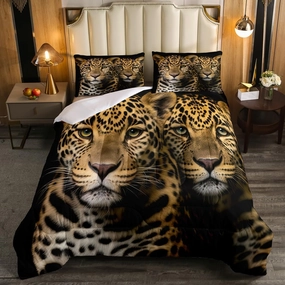 Cheetah Bedding Comforter Sets Leopard Print Comforter Set Bedding Twin Size, Wild Animal Theme Comforter Set for Teens Youth Boys Women Bedroom Decor, Africa Tropical Wildlife Print Quilt 2 Pieces