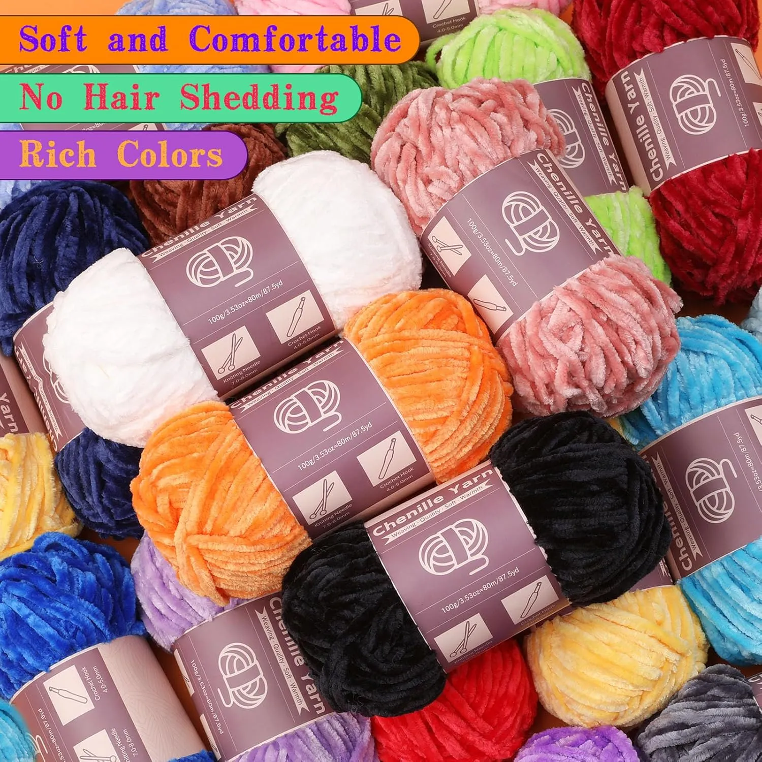 Chenille Yarn for Crocheting Knitting, 3 Skein 263 Yard Thick Soft Chunky Fluffy Weaving Plush Yarn for Blankets Clothes Pattern Creations with Big Eye Needles (Marine Green)