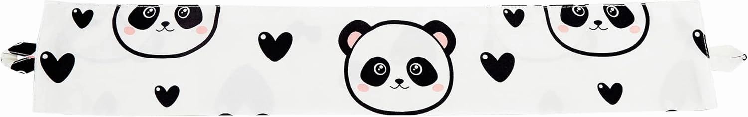 Chezmoi Collection 4-Piece Kids/Teens Panda Love Window Curtain Set - Soft Microfiber Black White Girls Printed Love Panda Hearts Whimsical Fun Kids Rod Pocket Drapes, 2-Panels (42" W x 63" L)