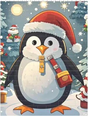 Christmas Funny Penguin Building Block Puzzle Personalized Building Bricks for Adults Square Shaped Block Puzzle Building Valentine's Day Gifts for Home Decor Brick Puzzle