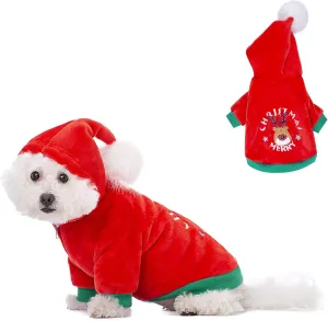 Christmas Puppy Dog Hoodies for Small Medium Dogs,Hooded Sweatshirt Hoodies with Pocket Pet Cat Hoody Clothes Sweaters Fleece Coat Hoodies Dog Costume