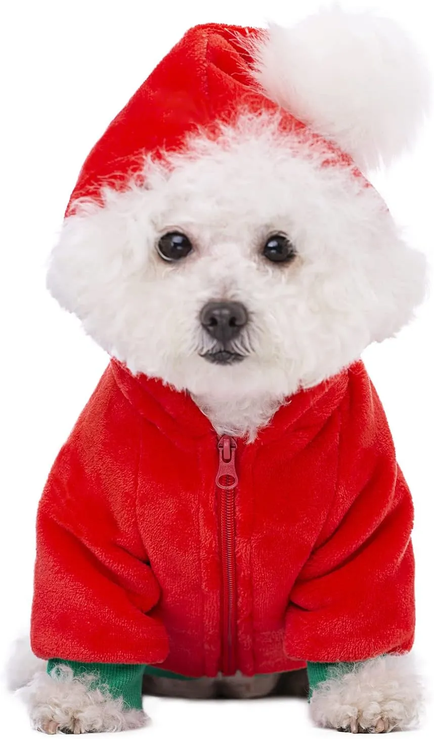 Christmas Puppy Dog Hoodies for Small Medium Dogs,Hooded Sweatshirt Hoodies with Pocket Pet Cat Hoody Clothes Sweaters Fleece Coat Hoodies Dog Costume