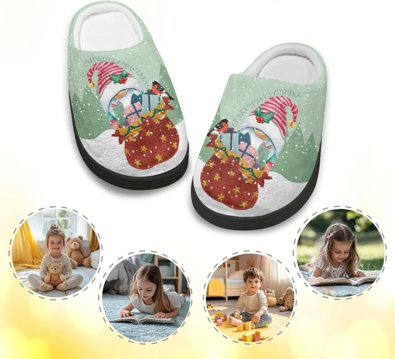 Christmas Slippers Christmas Slippers for Family Non-Slip Home Shoes for Men Woman
