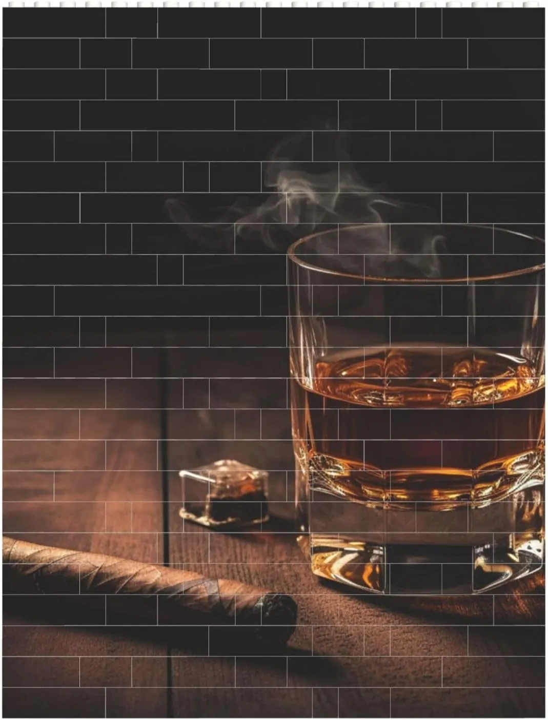 Cigar & Whiskey Building Block Puzzle Personalized Building Bricks for Adults Square Shaped Block Puzzle Building Brick Block Puzzles Valentine's Day Gifts for Home Decor Brick Puzzle