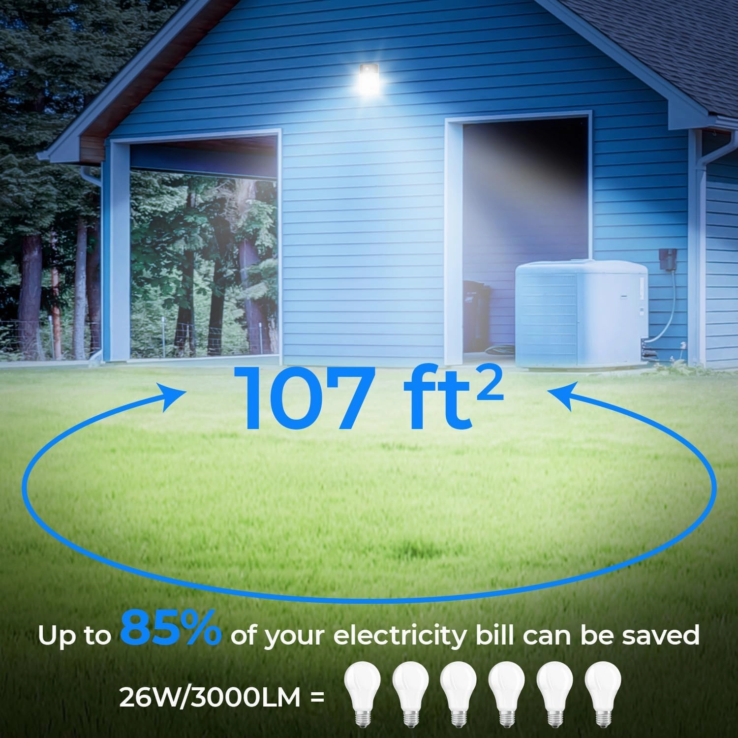 CINOTON 26W LED Wall Pack Light with Dusk to Dawn Sensor, 3CCT 3000K/4000K/5000K, 26W/18W/13W Switchable, [100-277Vac] IP65 Waterproof Outdoor Security Flood Lighting for Garage Warehouse 2 Pack