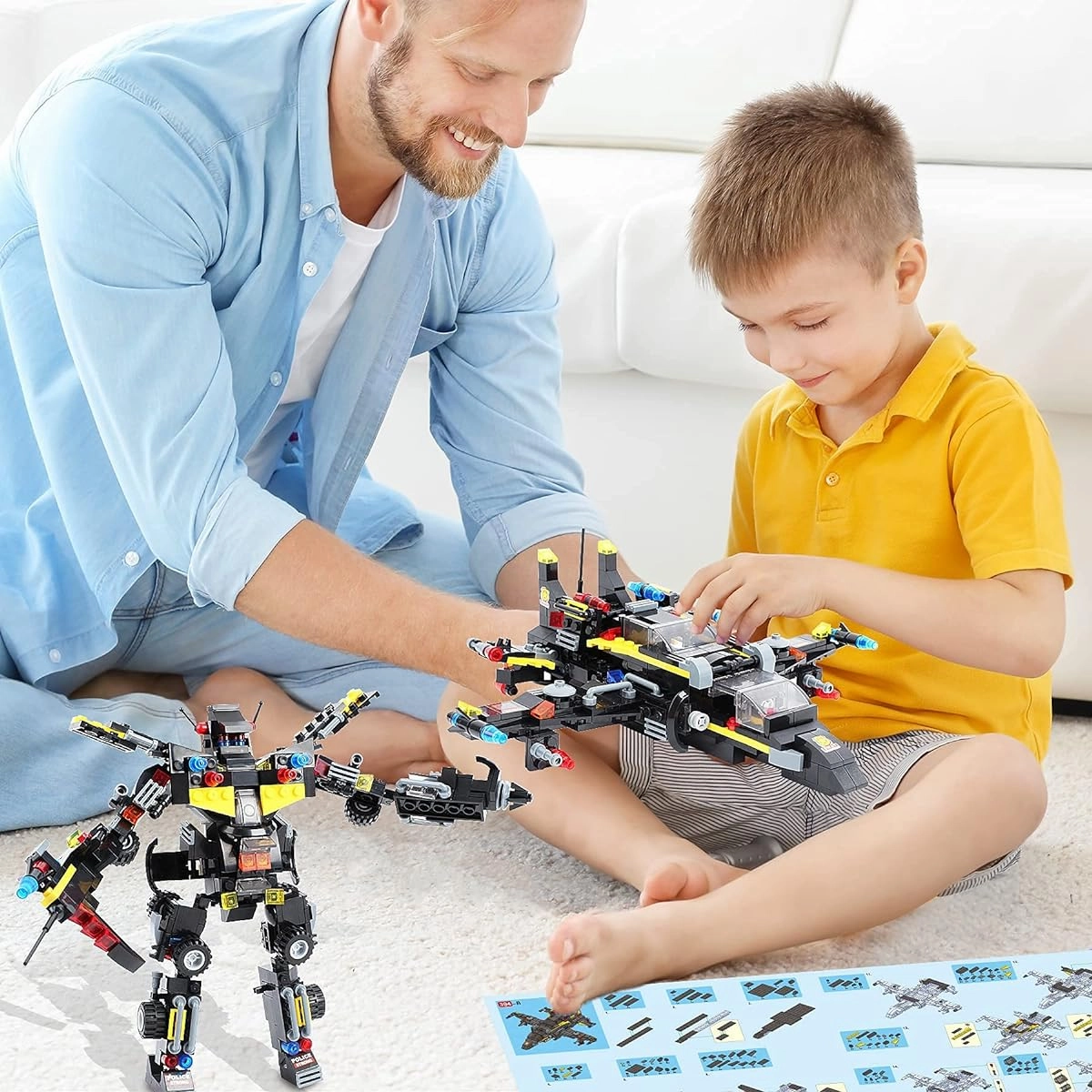 City Police Station Building Blocks Set, Urban SWAT Mobile Command Center Truck Building Toy 9 Models with Robot Police Patrol Boat and Helicopter for Ages 6  Boys and Girls 1006 Pieces