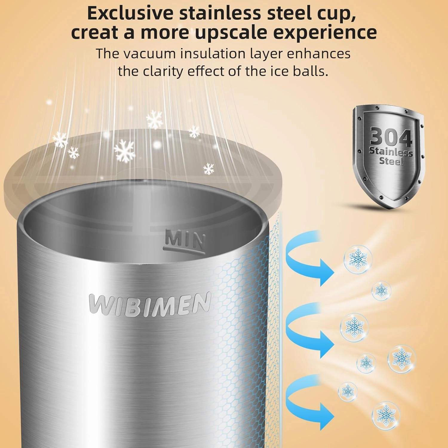 Clear Ice Cube Maker - 2" Trump - Stainless Steel Clear Ice Maker - Compact Design - for Old Fashioned Whiskey Gifts, Cocktail, Bourbon