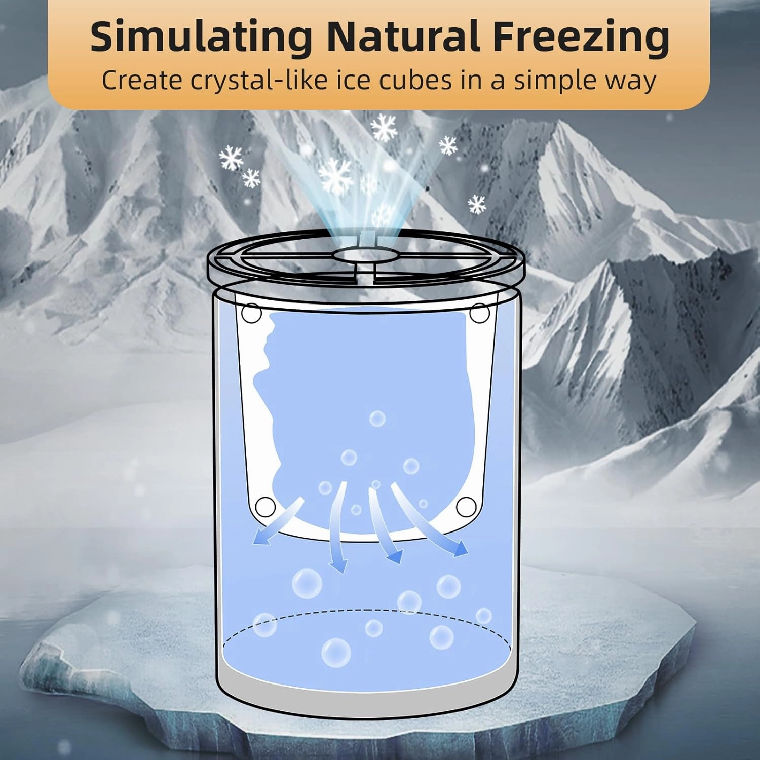 Clear Ice Cube Maker - 2" Trump - Stainless Steel Clear Ice Maker - Compact Design - for Old Fashioned Whiskey Gifts, Cocktail, Bourbon