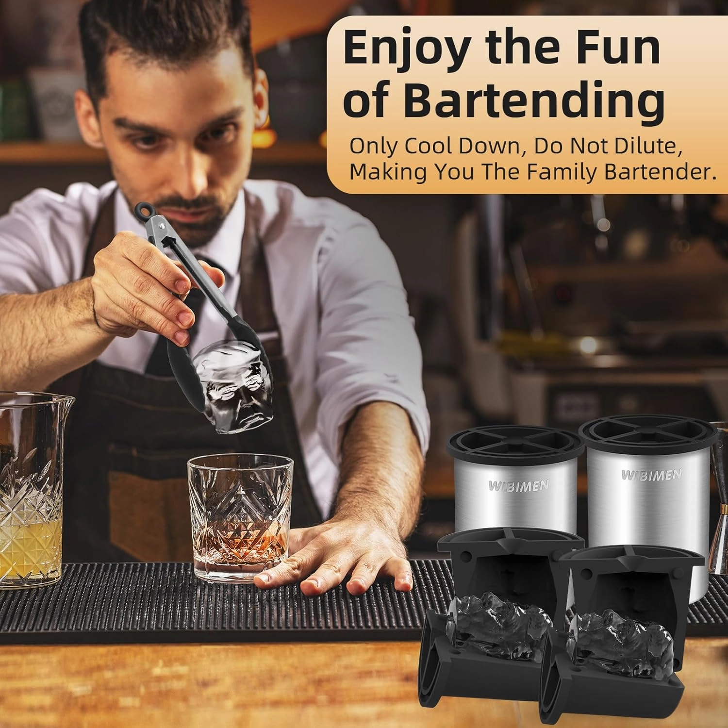 Clear Ice Cube Maker - 2" Trump - Stainless Steel Clear Ice Maker - Compact Design - for Old Fashioned Whiskey Gifts, Cocktail, Bourbon