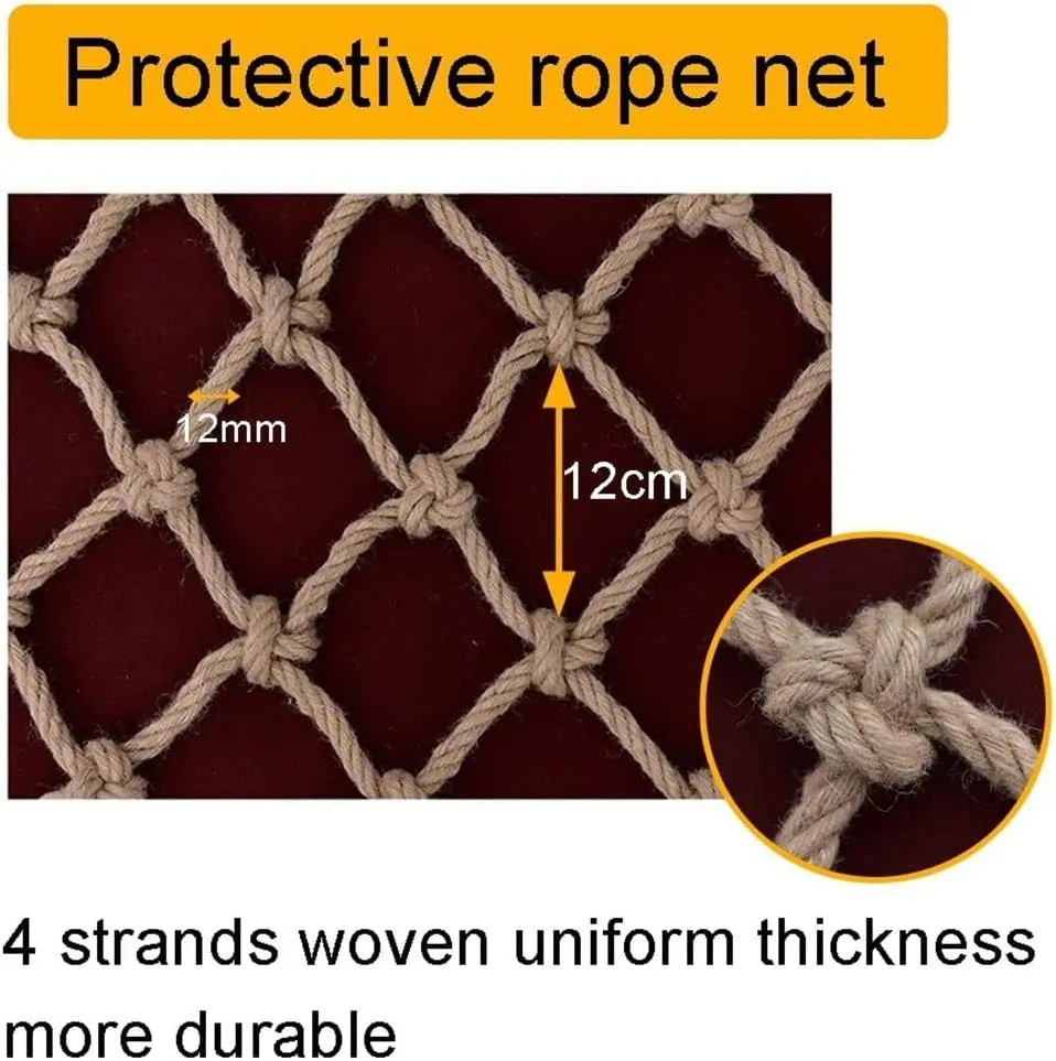 Climbing Net for Kids, Treehouse Safety Net Child Swing Fence Netting Rope Ladder Truck Trailer Heavy Duty Cargo Net (Color : 12mm*14cm, Size : 3X7m)