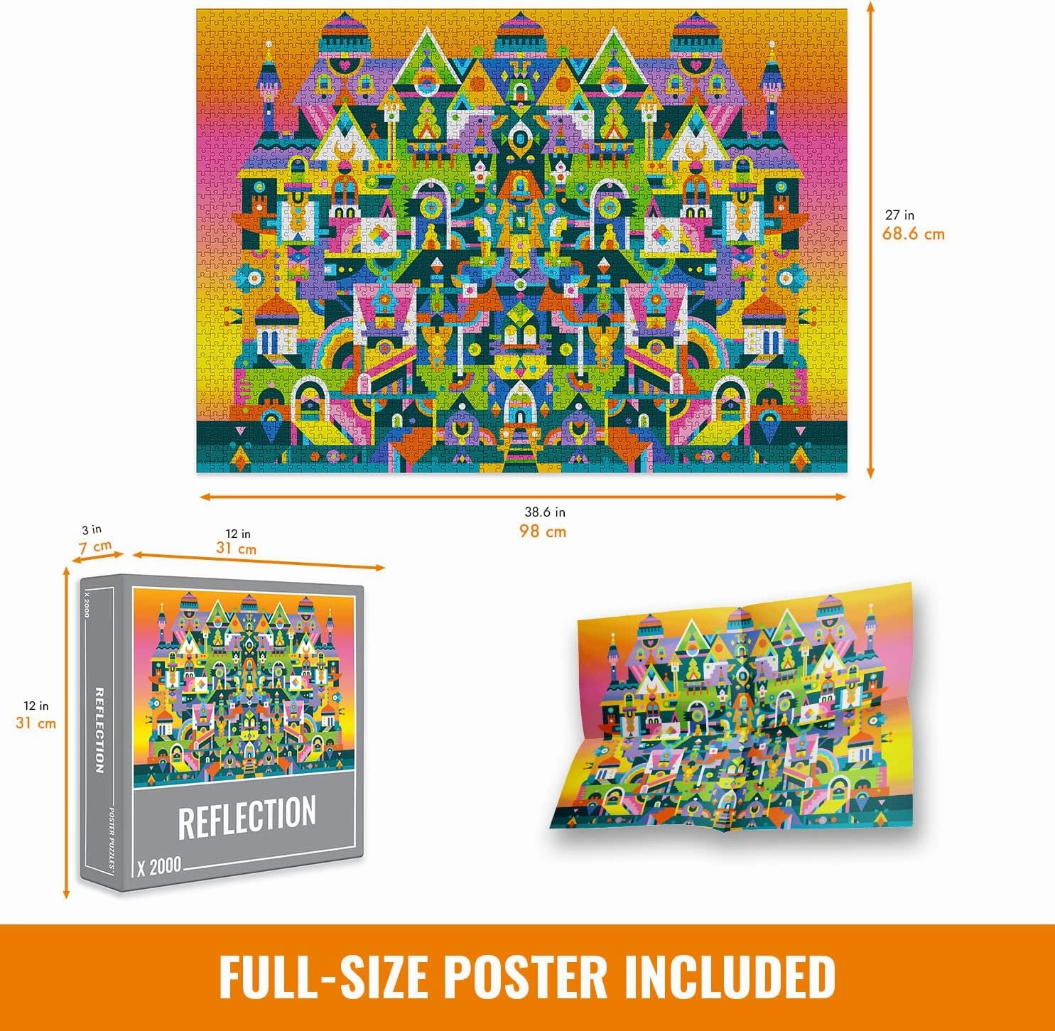 Cloudberries Reflection Puzzle, 2000 Piece Jigsaw Puzzles for Adults, Over 3ft Wide, Jigsaw Puzzles for Adults with a Symmetrical Design and a Cool Mirror Image Effect