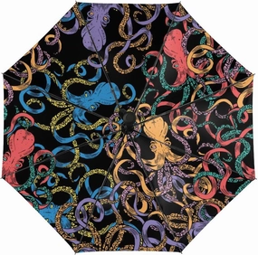 Color Doodle Octopus Portable Automatic Umbrella Windproof Auto Open Close Compact Waterproof Lightweight Umbrellas