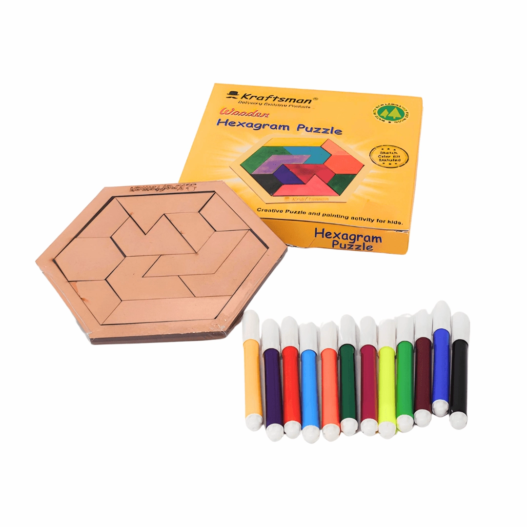 COMBO OF 4 Kraftsman Colouring Animal Puzzles/Layered Puzzle for Kids | Color Kit Included with Random Design
