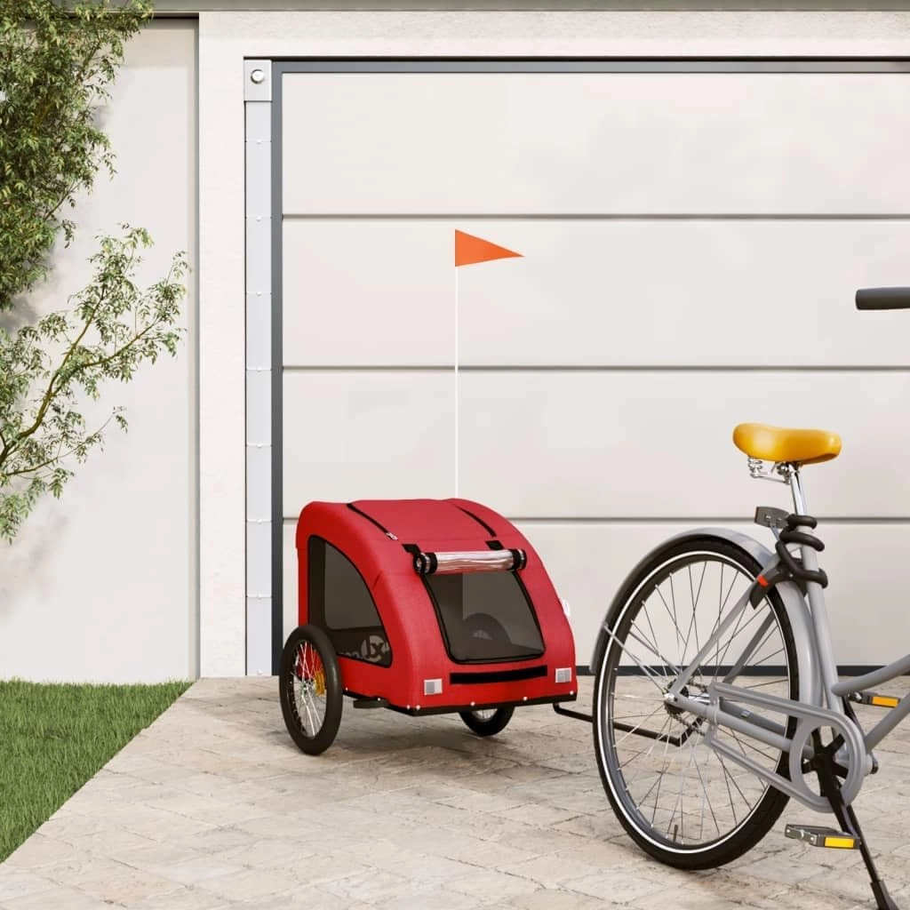 Comfortable Pet Bike Trailer for Memorable Adventures, Durable Fabric and Iron, Small Pets, Red