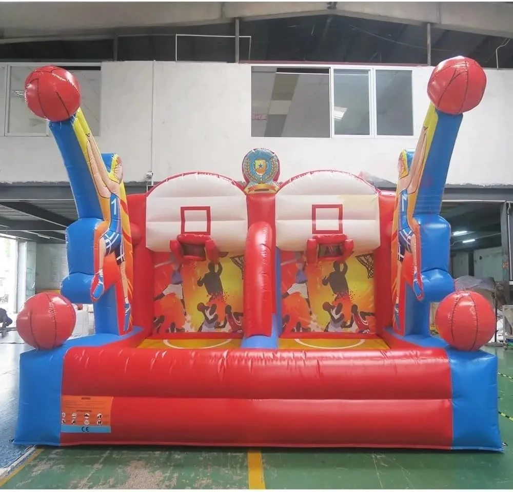 Commercial Outdoor 4x3m Inflatable Basketball Shooting Game Blow Up Basketball Hoop Team Building Games Toys（13x10ft with Blower and Balls）