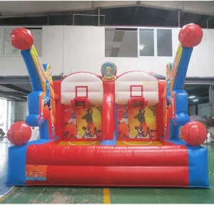 Commercial Outdoor 4x3m Inflatable Basketball Shooting Game Blow Up Basketball Hoop Team Building Games Toys（13x10ft with Blower and Balls）
