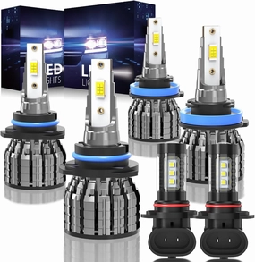 Compatible for (Year: 2015-2023) Ford F150 Light Bulbs,9005 High Beam H-11 Low Beam and 9145 Fog Light Bulb Set,6500K White Plug-and-Play Super Bright Lights Bulbs - 6 Pack
