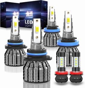 Compatible for (Year: 2019 2020 2021 2022 2023) Dodge RAM Light Bulbs 1500 2500 3500, 9005 High Beam H-11 Low Beam h-11 Fog Lights, 6500K Light Set, Plug n Play, Powersports Bulbs - 6 Pack