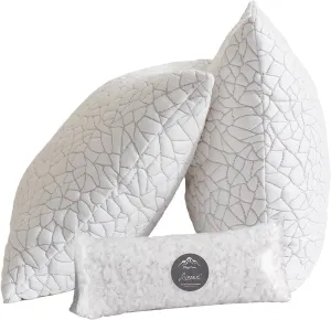 Cooling Shredded Memory Foam Pillow Queen Size Set of 2- Removable Bamboo Rayon Cover   Extra Gel Foam, 100% Adjustable for Side/Back/Stomach Sleepers, Oeko&CertiPUR-US Standard