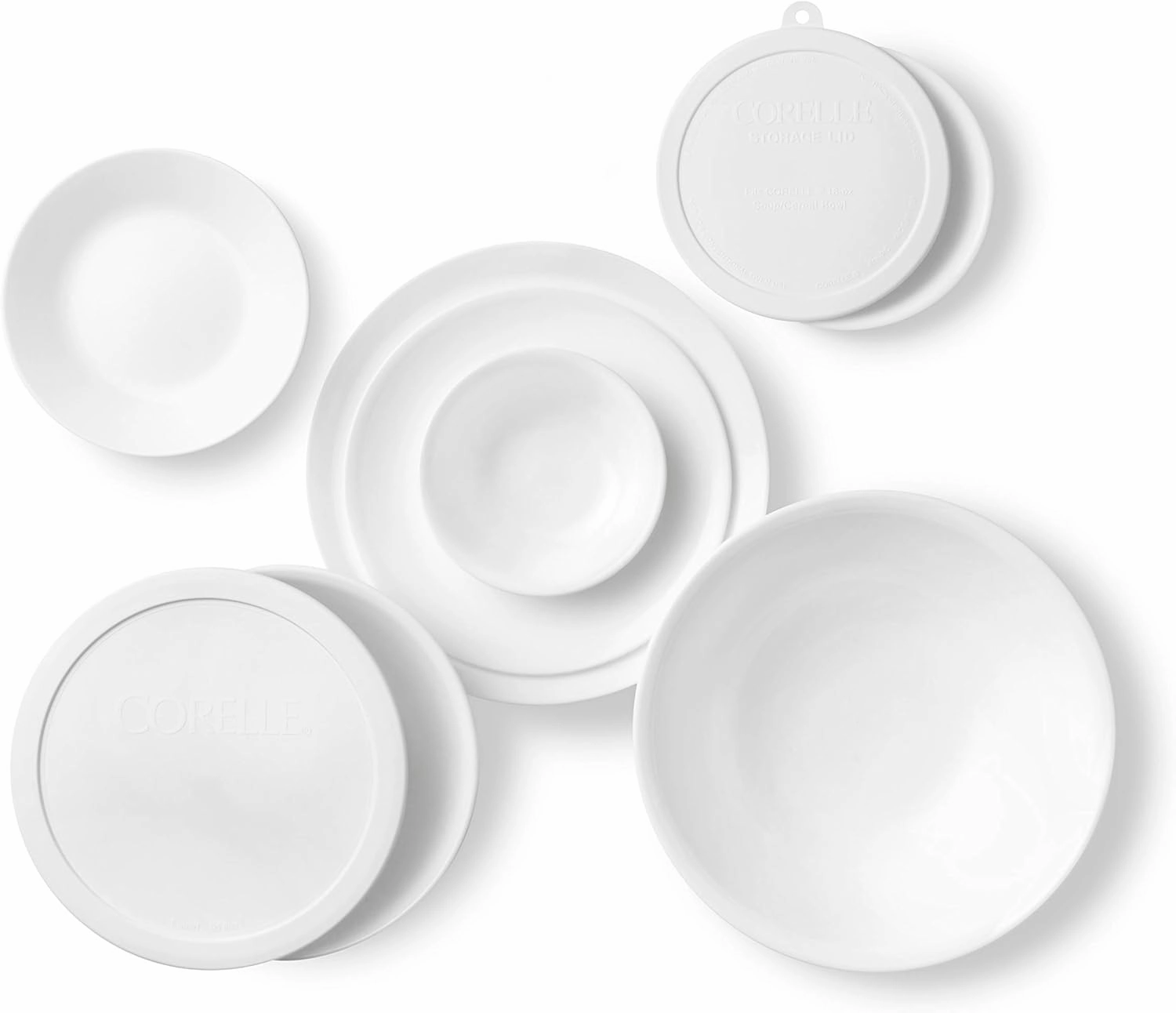 Corelle Vitrelle 78-Piece Service for 12 Dinnerware Set, Triple Layer Glass and Chip Resistant, Lightweight Round Plates and Bowls Set, Winter Frost White