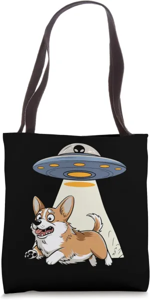 Corgi Shocked by UFO Invasion Tote Bag