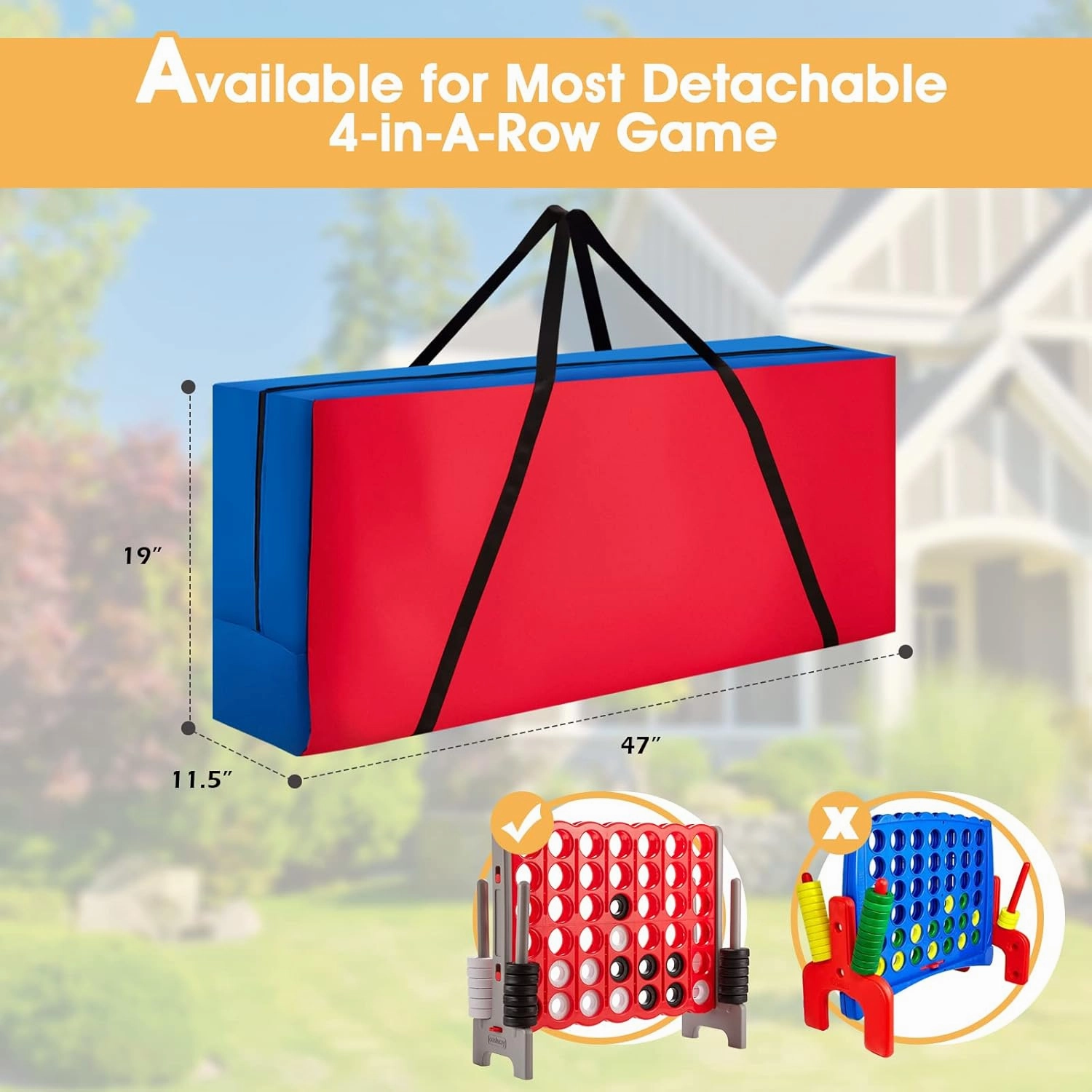 COSTWAY Jumbo 4-to-Score Giant Game Set with Storage Carrying Bag, 4 in A Row for Kids and Adults, Game Set with 42 Jumbo Rings & Quick-Release Slider, Perfect for Family Game