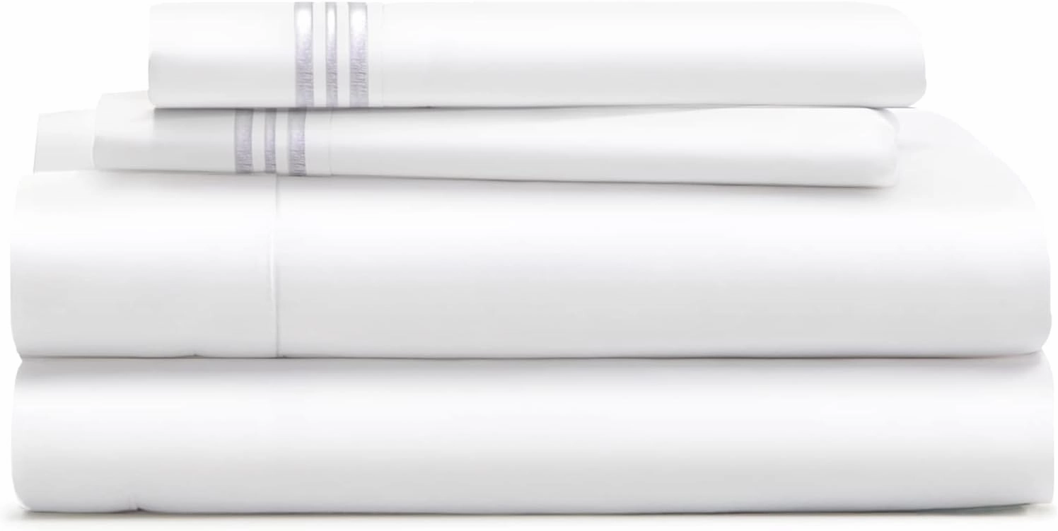 Cosy House Collection Everyday 1500 Series Bed Sheet Set - Ultra Soft & Cool Hotel Luxury Bedding - Deep Pocket - Wrinkle, Stain and Fade Resistant - 4 Piece Set (Queen, Bright White)