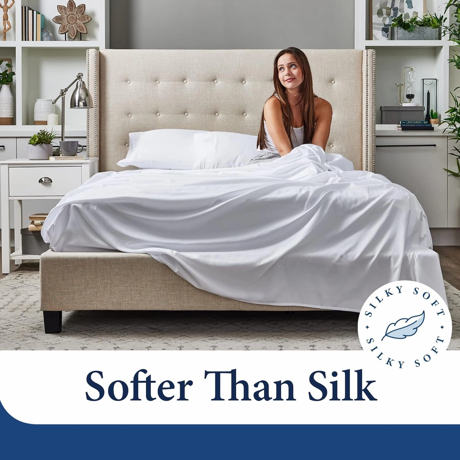 Cosy House Collection Everyday 1500 Series Bed Sheet Set - Ultra Soft & Cool Hotel Luxury Bedding - Deep Pocket - Wrinkle, Stain and Fade Resistant - 4 Piece Set (Queen, Bright White)