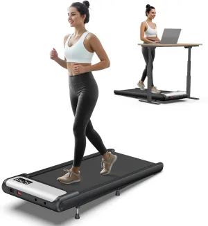 COZYINN Walking Pad with 10% Incline, Quiet Portable Under Desk Treadmill for Home Office Small Space, Voice Remote Control Smart Treadmills Work with WELLFIT KINOMAP, Small Walking Jogging Machine
