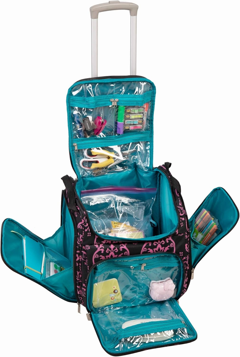 Crafter’s Tote Bag Organizer, Storage Bag for Craft Supply, and Scrapbooking Carrier w/Handle and Wheels