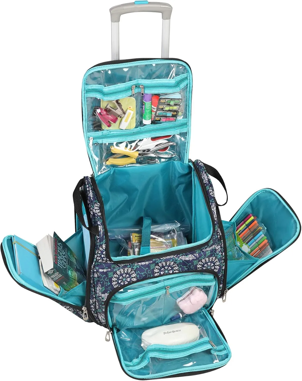 Crafter’s Tote Bag Organizer, Storage Bag for Craft Supply, and Scrapbooking Carrier w/Handle and Wheels